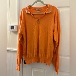 Peter Millar Vibrant Orange Zip-Up Sweater